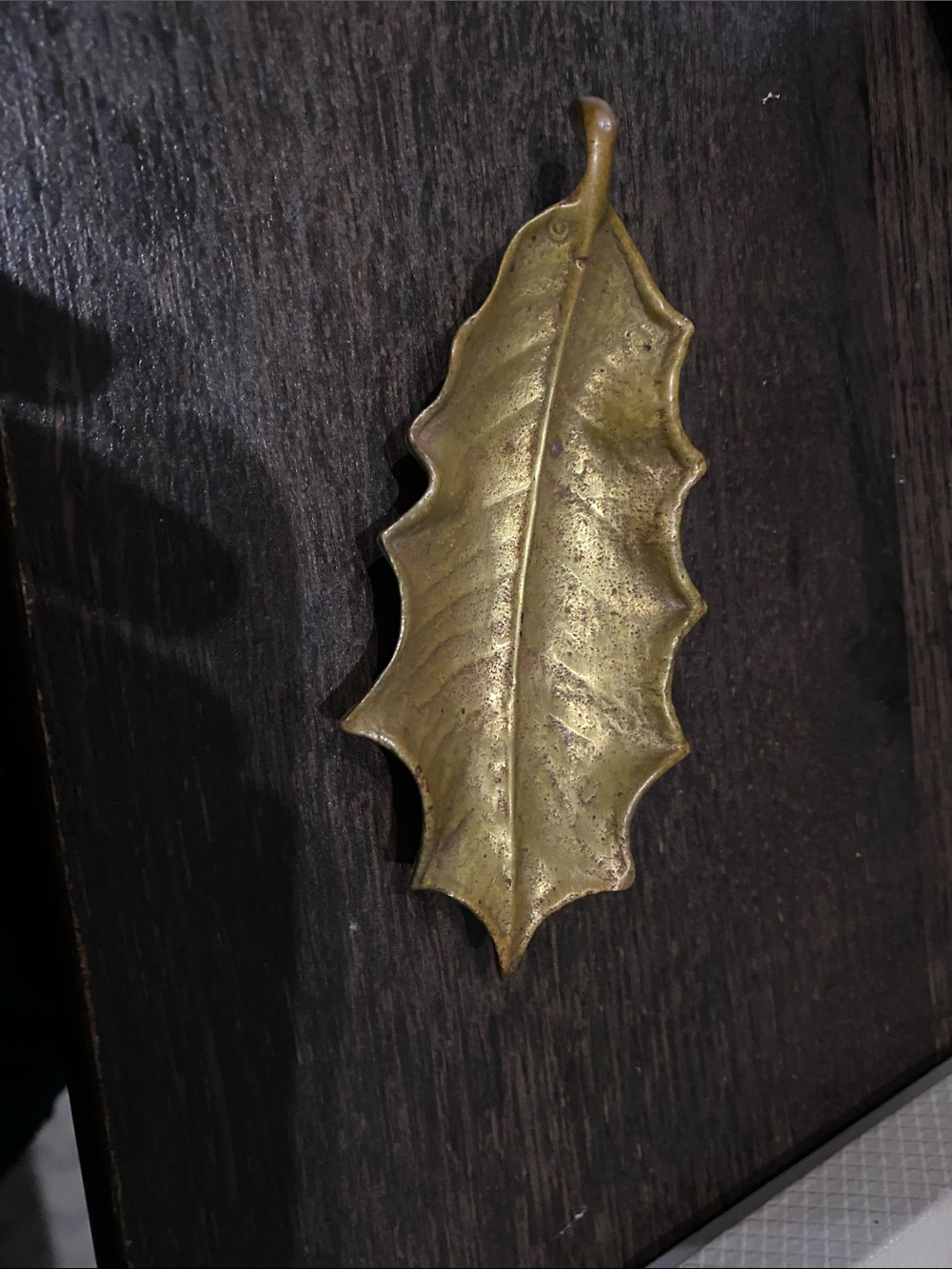 Vintage Virginia Metalcrafters Small Brass Holly Leaf Decorative Dish 1940s